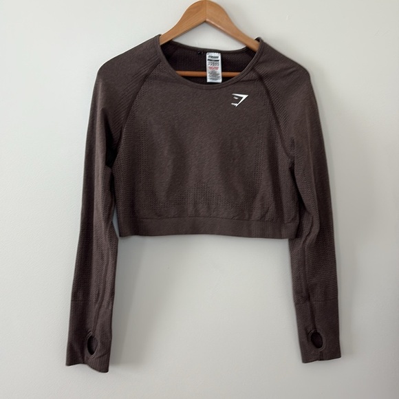 Gymshark Vital Seamless 2.0 Long Sleeve Crop Top Brown Size XXL - Picture 8 of 8